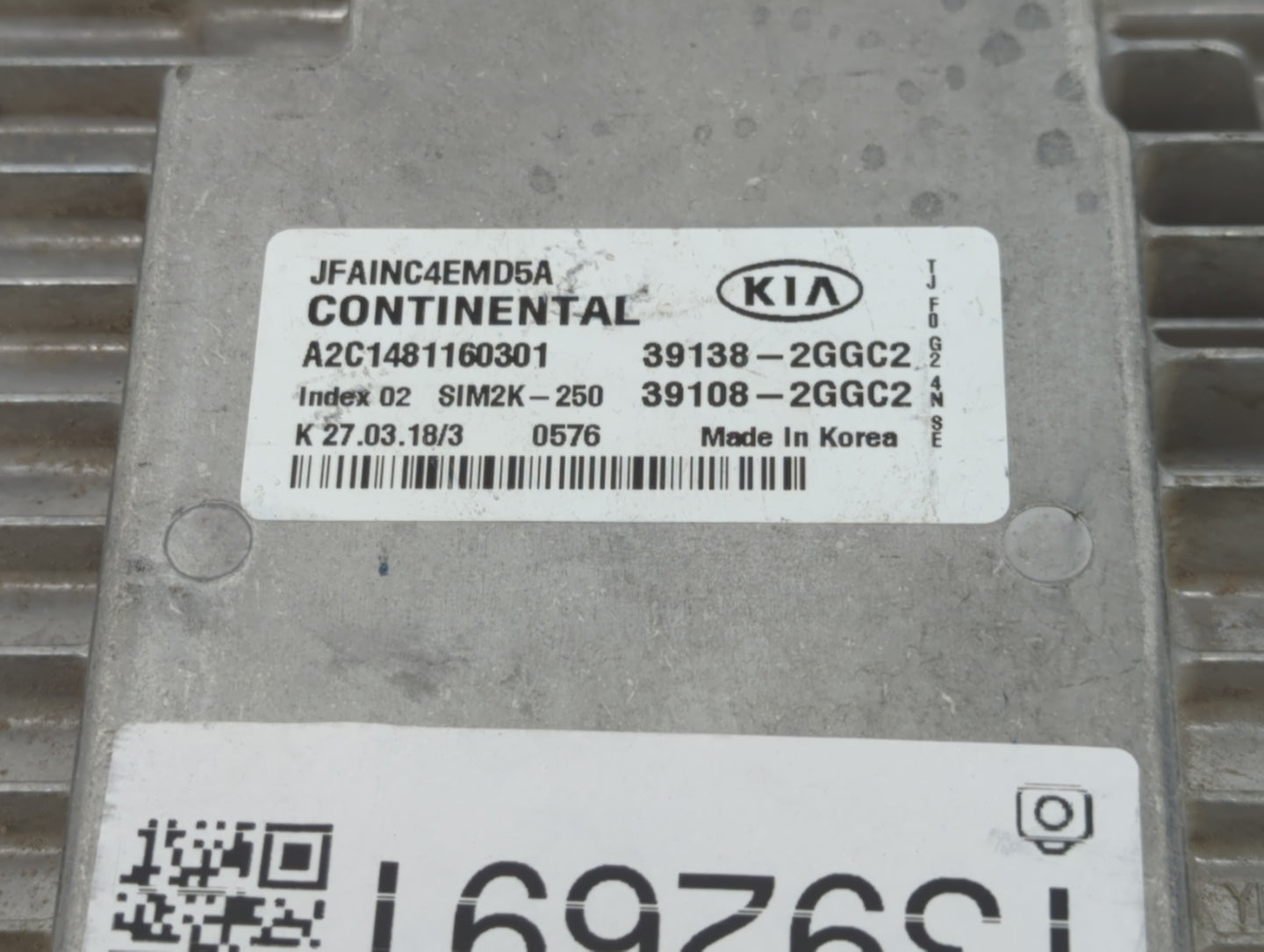 2016-2018 Kia Optima PCM Engine Control Computer ECU ECM PCU OEM P/N:39138-2GGC2 Fits Fits 2016 2017 2018 OEM Used Auto Part