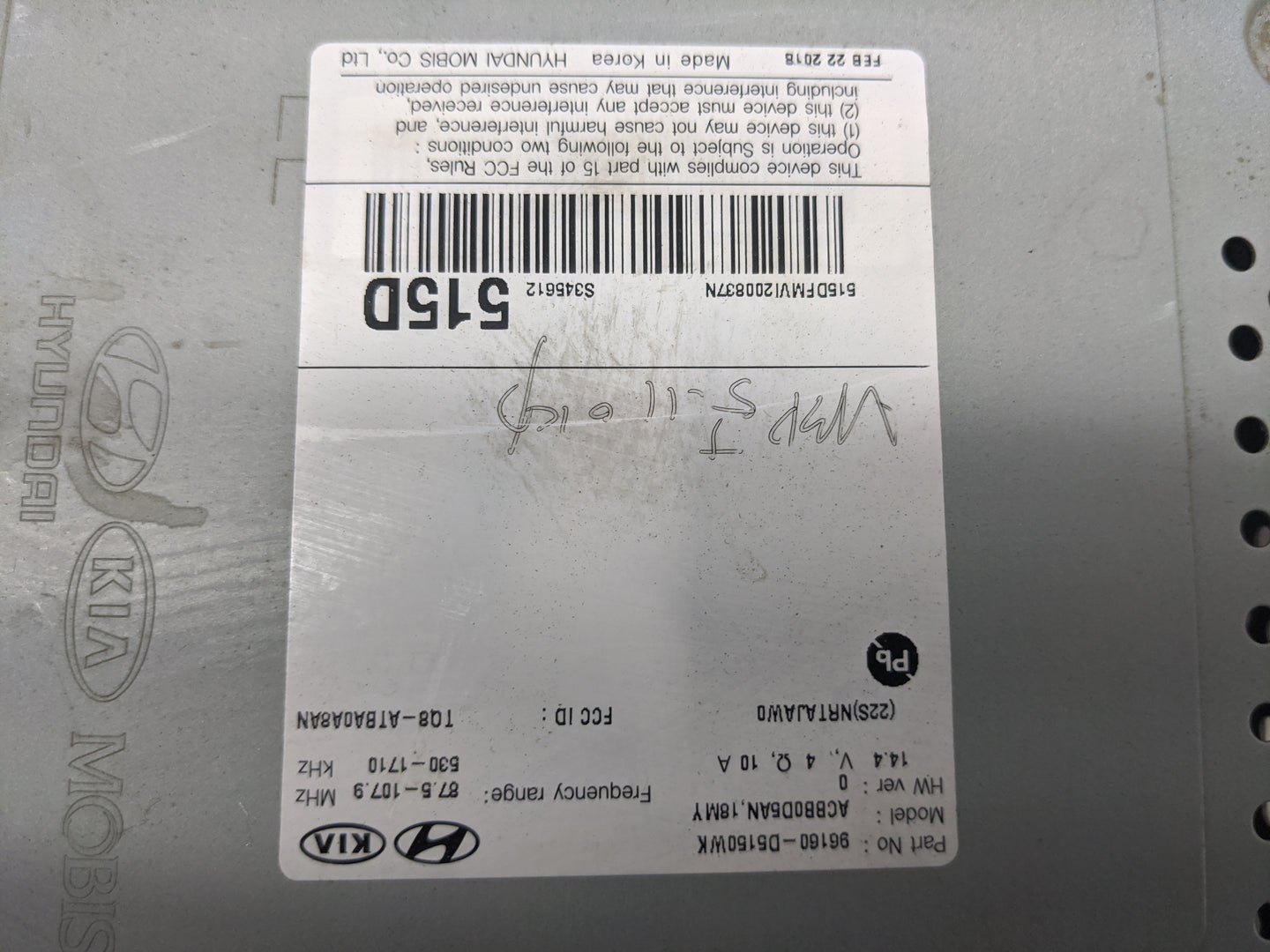 2017-2018 Kia Optima Radio AM FM Cd Player Receiver Replacement P/N:96160-D5160WK AC880D5AN,18MY Fits Fits 2017 2018 OEM Use
