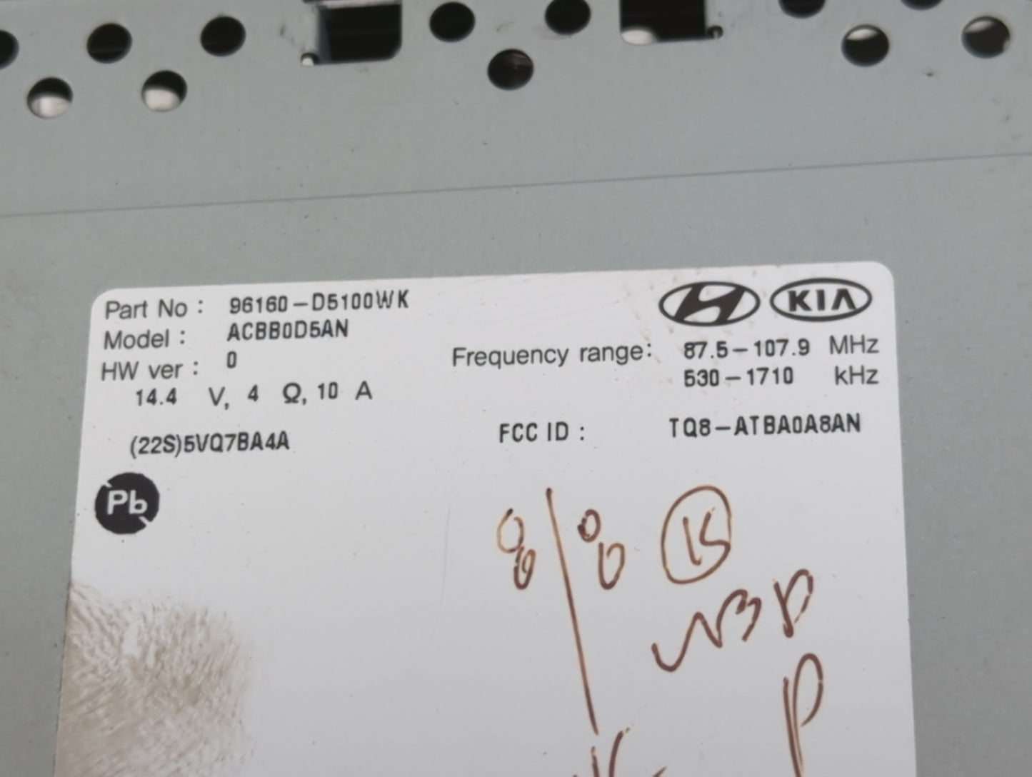 2017-2018 Kia Optima Radio AM FM Cd Player Receiver Replacement P/N:96160-D5100WK ACBB0D5AN, TQ8-ATBA0A8AN Fits Fits 2017 20