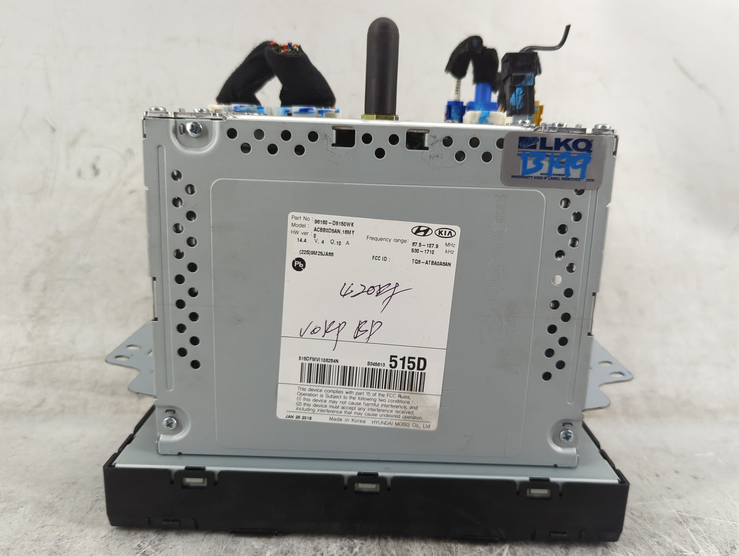 2017-2018 Kia Optima Radio AM FM Cd Player Receiver Replacement P/N:96160-D5150WK ACBB0D5AN, TQ8-ATBA0A8AN Fits Fits 2017 20