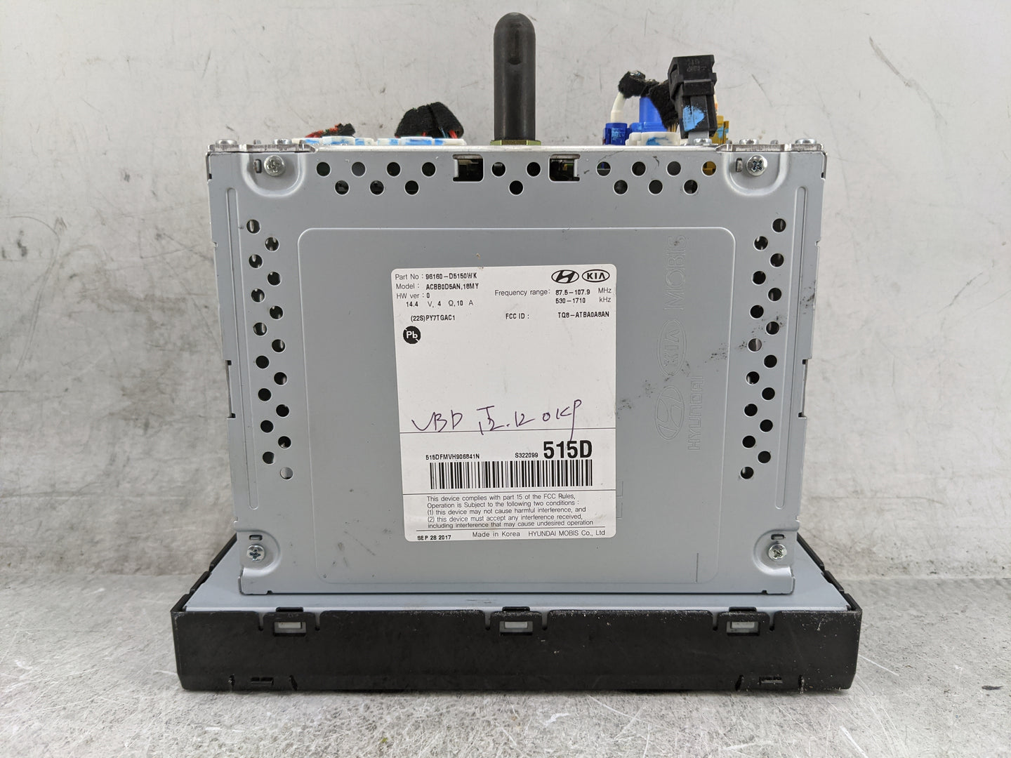 2017-2018 Kia Optima Radio AM FM Cd Player Receiver Replacement P/N:96160-D5150WK ACB80D5AN,18MY Fits Fits 2017 2018 OEM Use