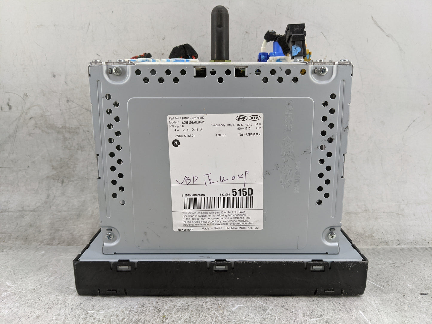 2017-2018 Kia Optima Radio AM FM Cd Player Receiver Replacement P/N:96160-D5150WK ACB80D5AN,18MY Fits Fits 2017 2018 OEM Use