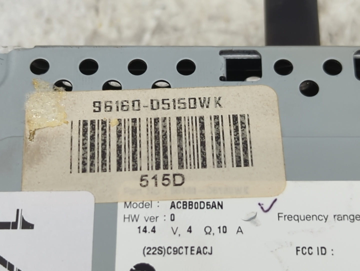 2017-2018 Kia Optima Radio AM FM Cd Player Receiver Replacement P/N:96160-D5150WK ACBB0D5AN Fits Fits 2017 2018 OEM Used Aut