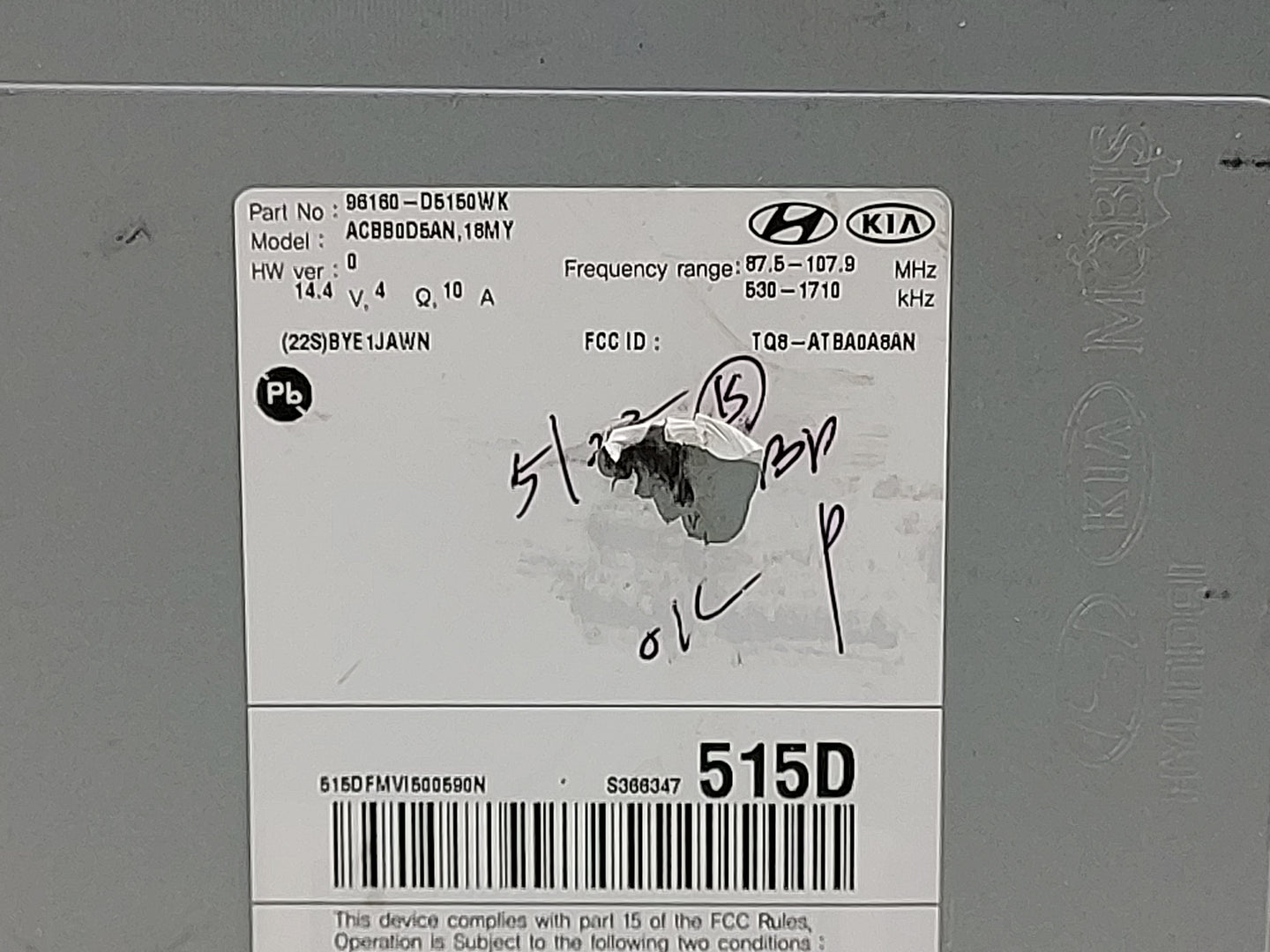 2018 Kia Optima Radio Control Panel 1495196 - Oemusedautoparts1.com