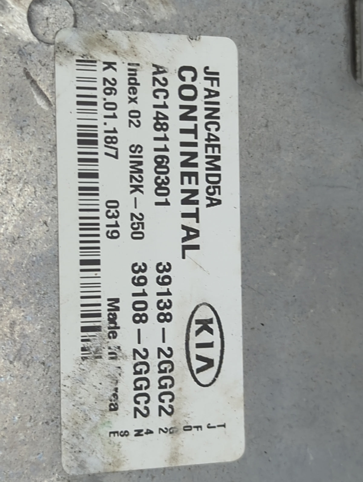 2016-2018 Kia Optima PCM Engine Control Computer ECU ECM PCU OEM P/N:39138-2GGC2 39108-2GGC2, A2C14811603001 Fits 2016 2017 
