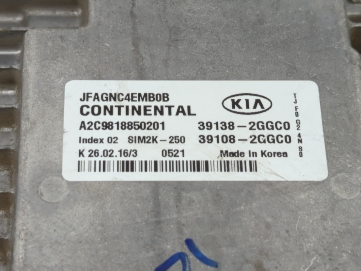 2016-2018 Kia Optima PCM Engine Control Computer ECU ECM PCU OEM P/N:39138-2GGC1 39108-2GGC1, 39138-2GGC0 Fits Fits 2016 201