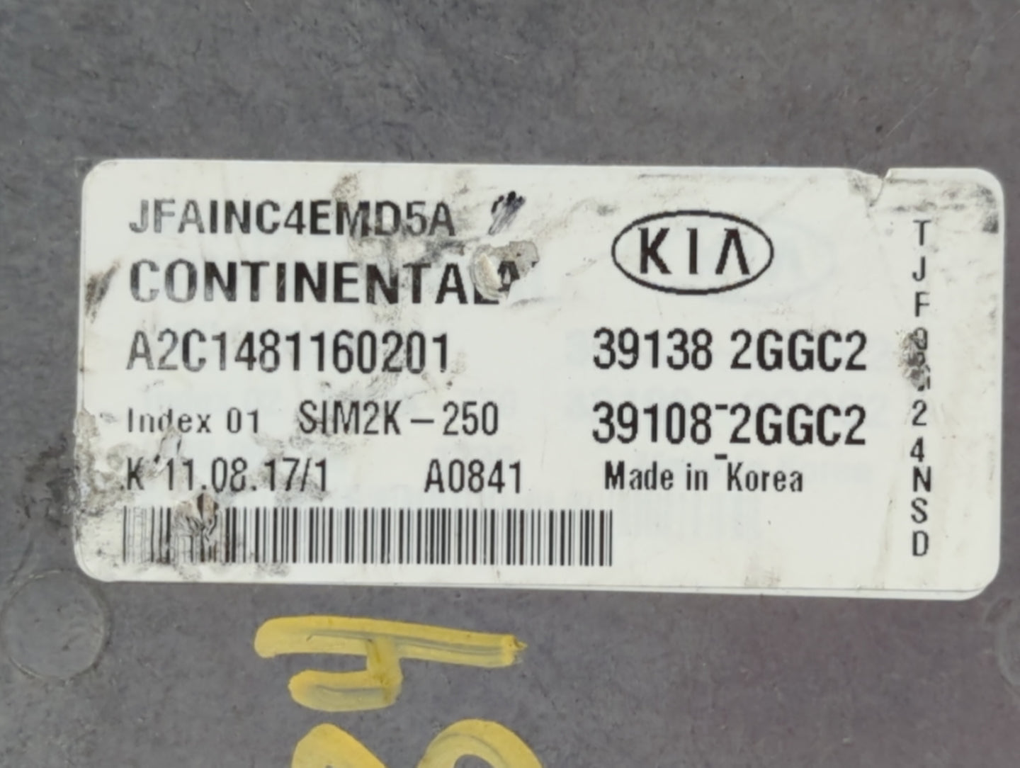 2016-2018 Kia Optima PCM Engine Control Computer ECU ECM PCU OEM P/N:39138-2GGC0 39138-2GGC1, 39108-2GGC1 Fits Fits 2016 201