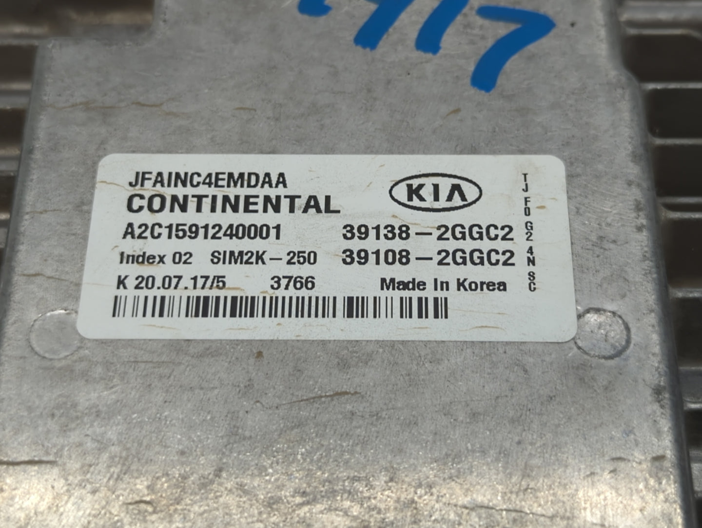 2016-2018 Kia Optima PCM Engine Control Computer ECU ECM PCU OEM P/N:39108-2GGC2 39138-2GGC2, 39138-2GGC0 Fits Fits 2016 201