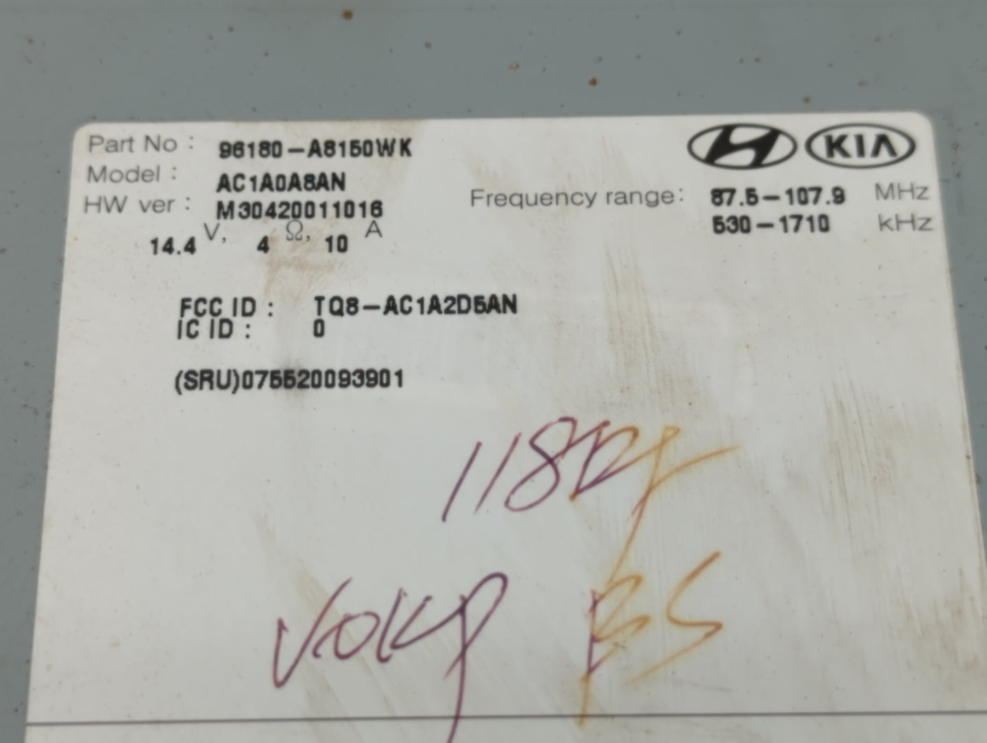 2017-2018 Kia Optima Radio AM FM Cd Player Receiver Replacement P/N:96180-A8150WK 96180-D5150WK, 96180A8150WK Fits Fits 2017