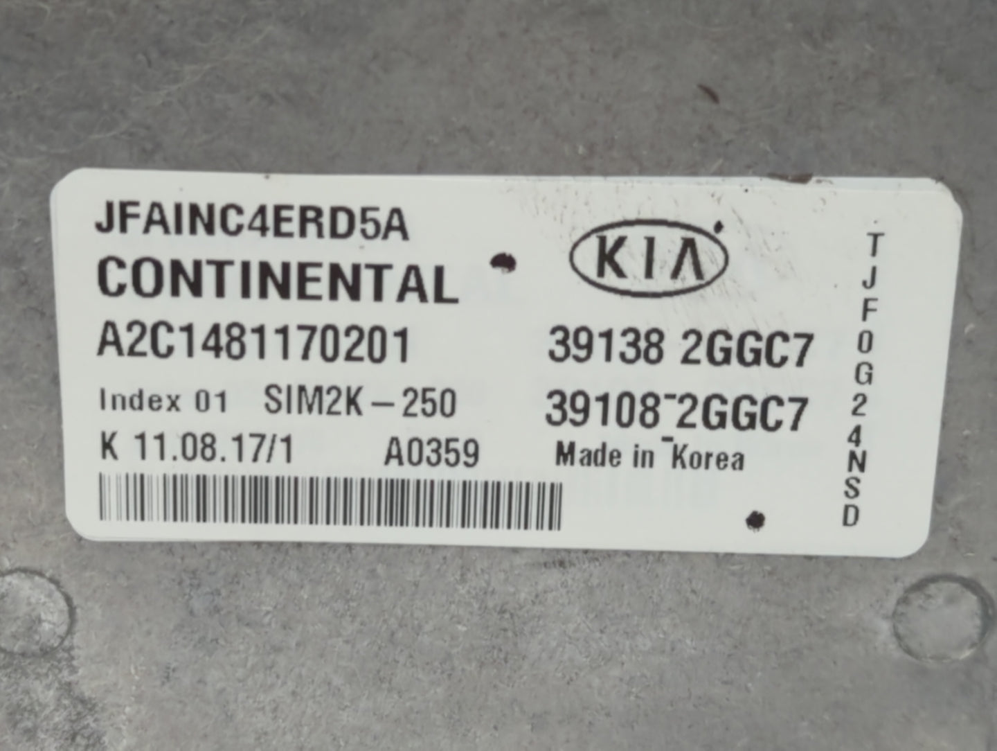 2016-2018 Kia Optima PCM Engine Control Computer ECU ECM PCU OEM P/N:39108 2GGC7 39138 2GGC7 Fits Fits 2016 2017 2018 OEM Us