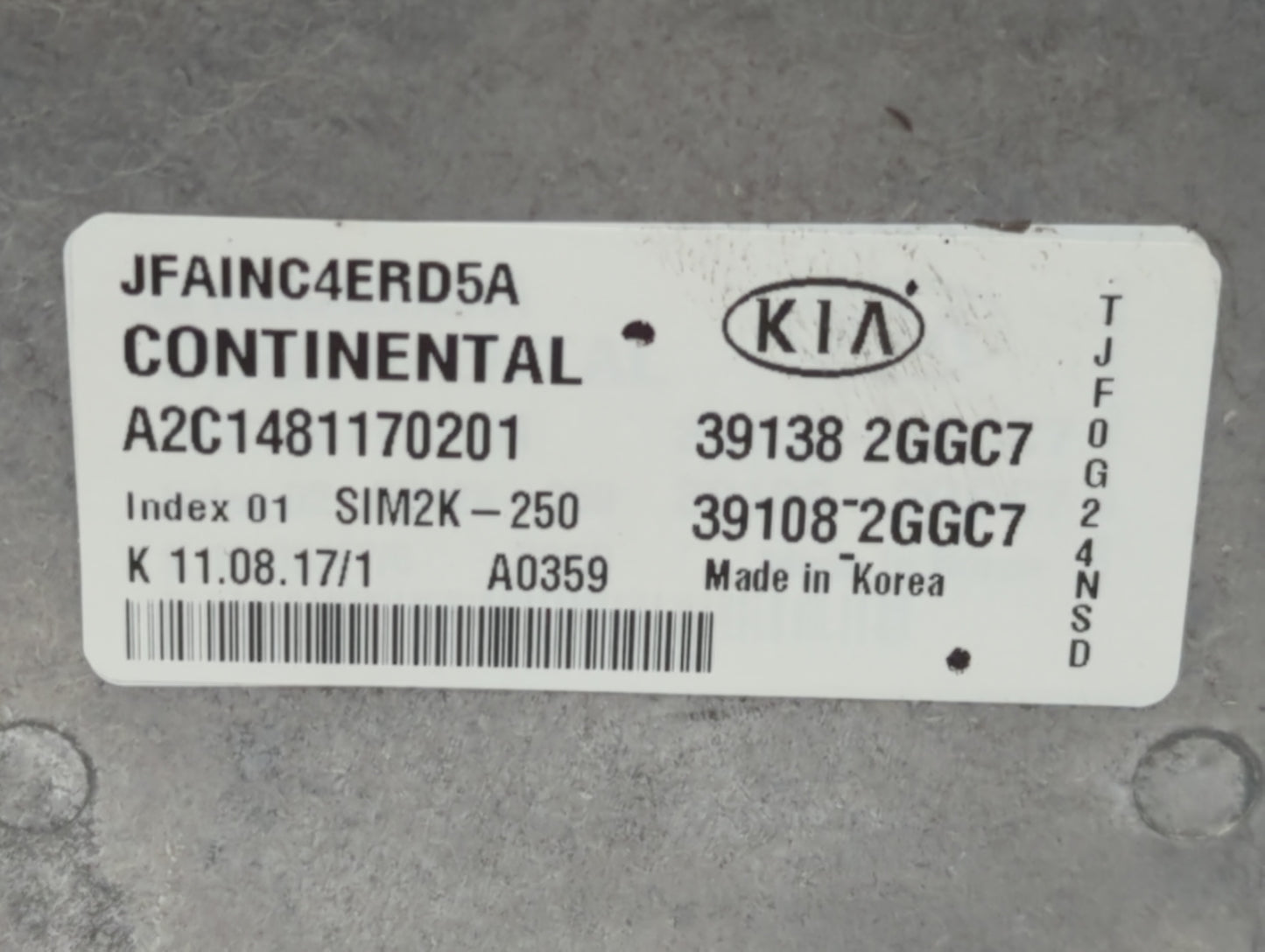 2016-2018 Kia Optima PCM Engine Control Computer ECU ECM PCU OEM P/N:39108 2GGC7 39138 2GGC7 Fits Fits 2016 2017 2018 OEM Us