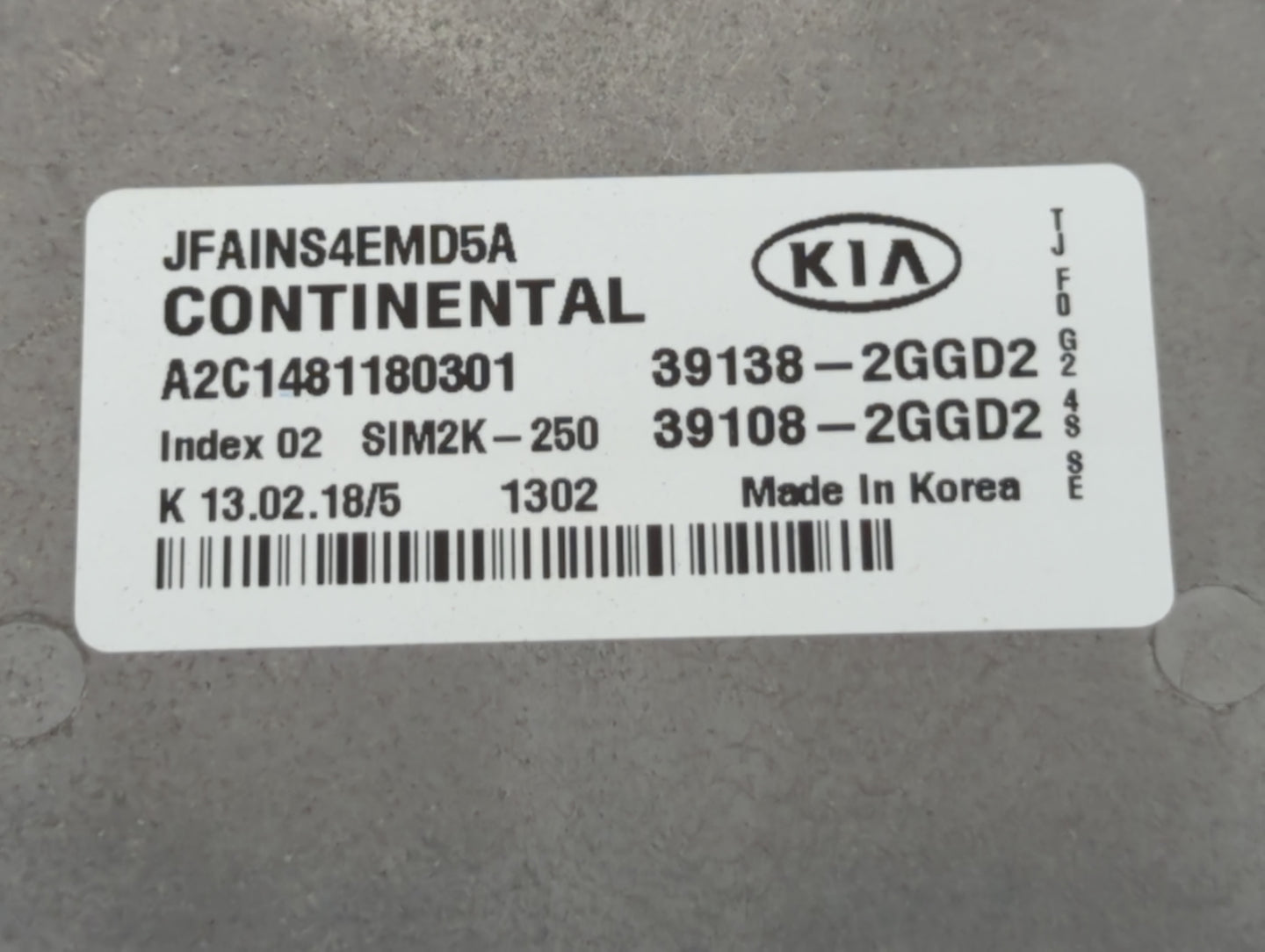 2016-2018 Kia Optima PCM Engine Control Computer ECU ECM PCU OEM P/N:39108 2GGD2 39138 2GGD2 Fits Fits 2016 2017 2018 OEM Us