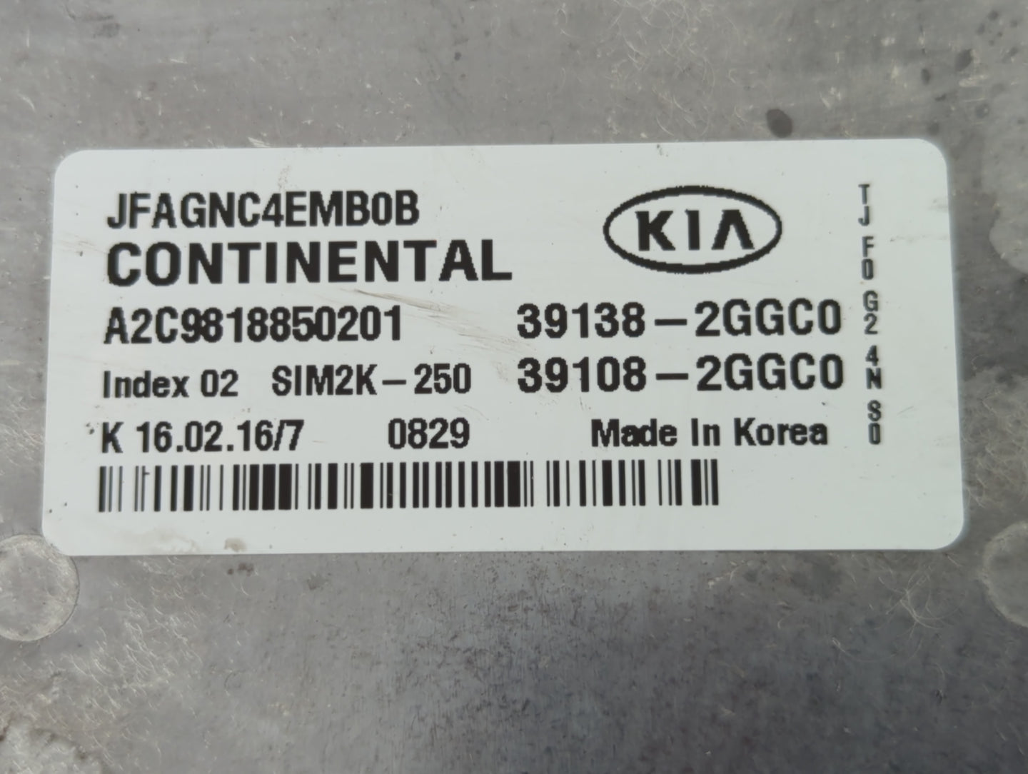 2016-2018 Kia Optima PCM Engine Control Computer ECU ECM PCU OEM P/N:39138-2GGC0 Fits Fits 2016 2017 2018 OEM Used Auto Part