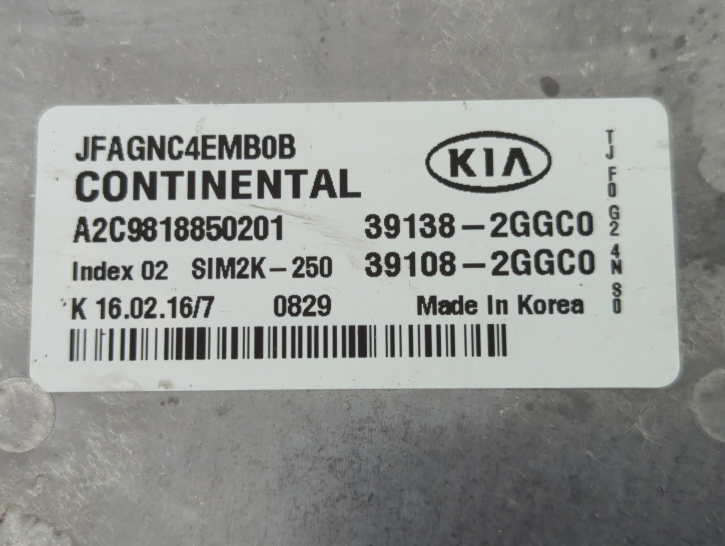 2016-2018 Kia Optima PCM Engine Control Computer ECU ECM PCU OEM P/N:39138-2GGC0 Fits Fits 2016 2017 2018 OEM Used Auto Part