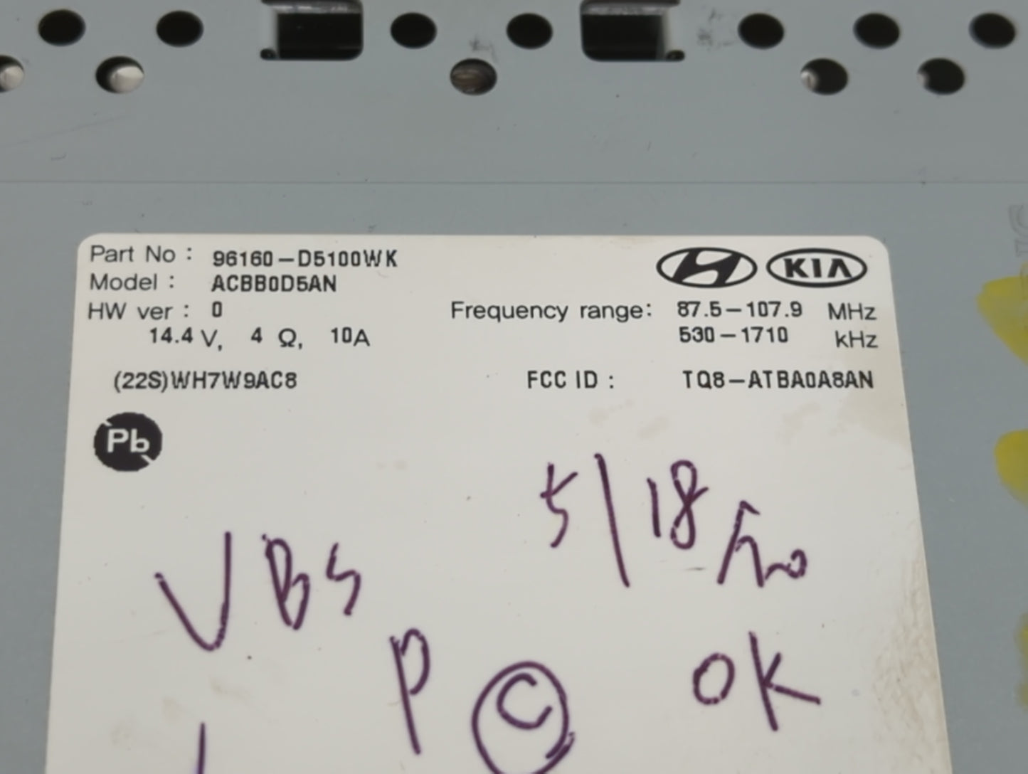 2017-2018 Kia Optima Am Fm Cd Player Radio Receiver - Oemusedautoparts1.com