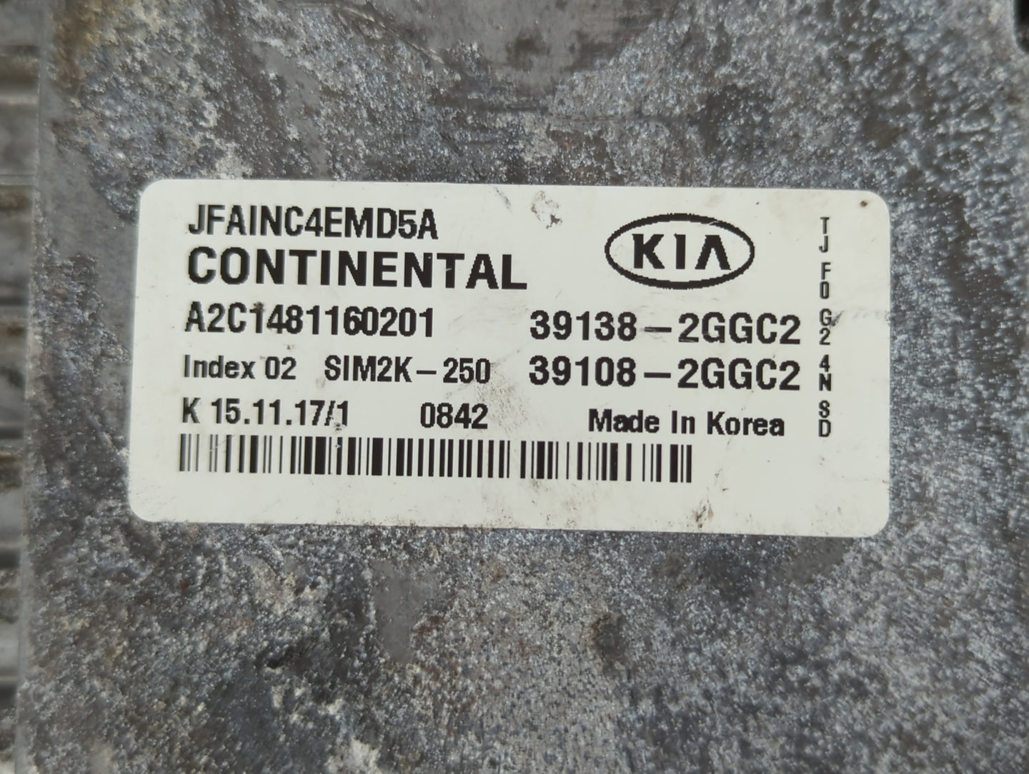 2016-2018 Kia Optima PCM Engine Control Computer ECU ECM PCU OEM P/N:39138-2GGC2 Fits Fits 2016 2017 2018 OEM Used Auto Part