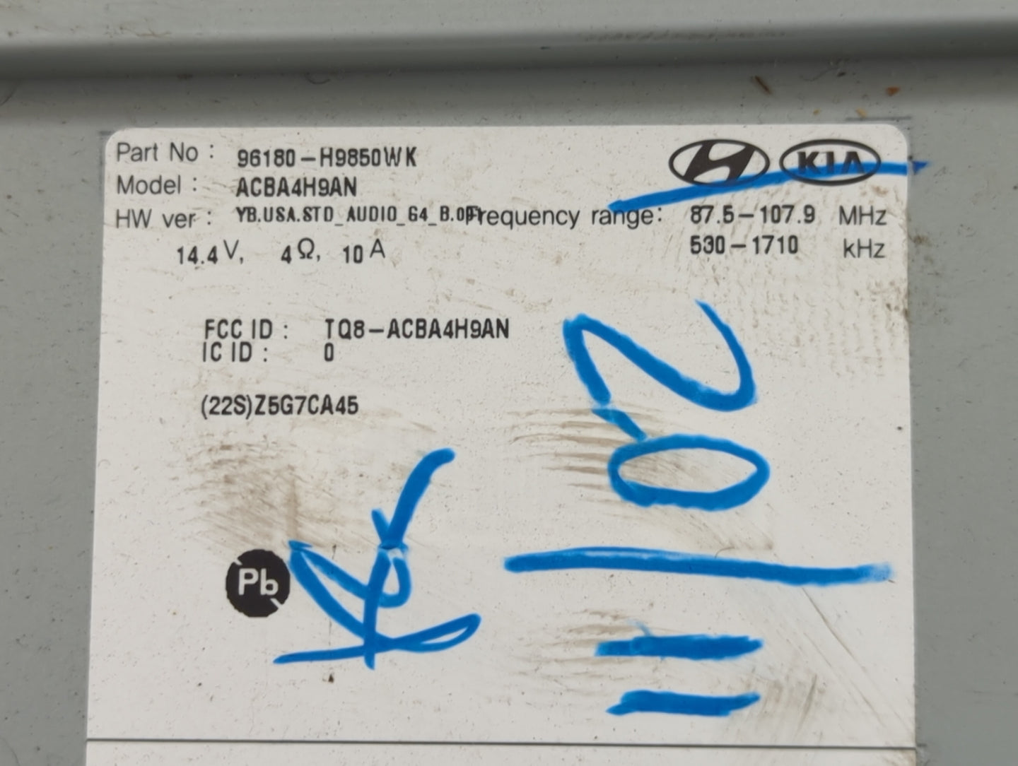 2018-2019 Kia Rio Radio AM FM Cd Player Receiver Replacement P/N:96180-H9850WK ACBA4H9AN, TQ8-ACBA4H9AN Fits Fits 2018 2019 