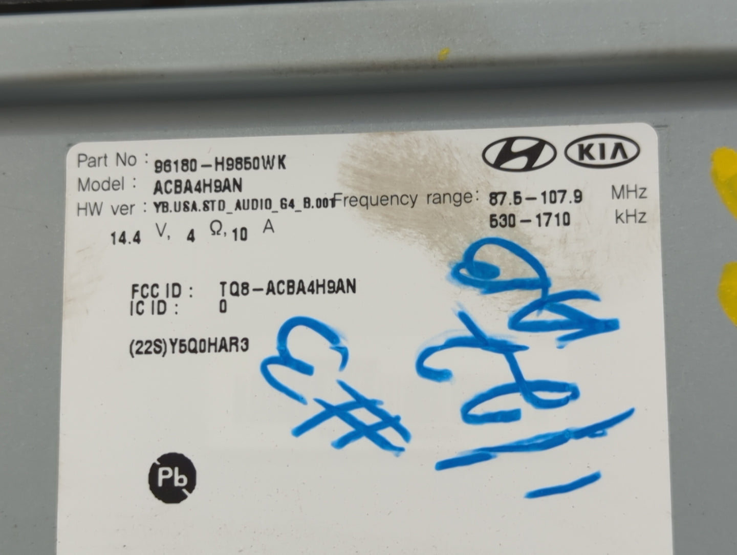 2018-2019 Kia Rio Radio AM FM Cd Player Receiver Replacement P/N:96180-H9850WK ACBA4H9AN, TQ8-ACBA4H9AN Fits Fits 2018 2019 