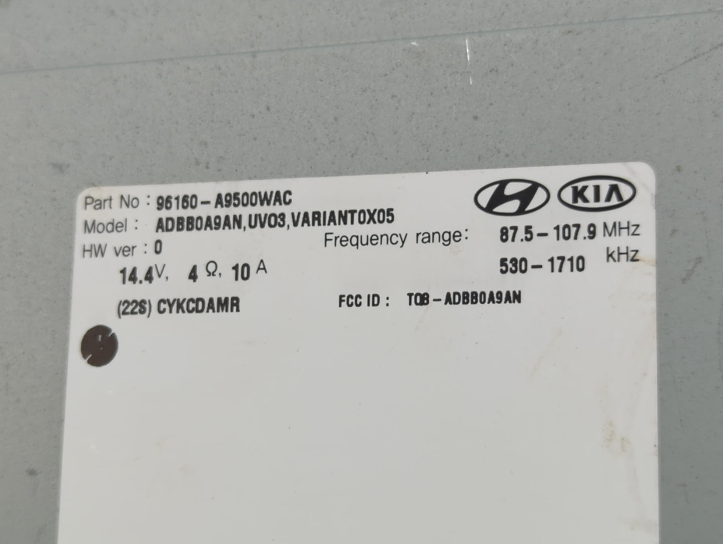 2017-2018 Kia Sedona Radio AM FM Cd Player Receiver Replacement P/N:96160-A9500WAC TQ8-ADBB0A9AN Fits Fits 2017 2018 OEM Use