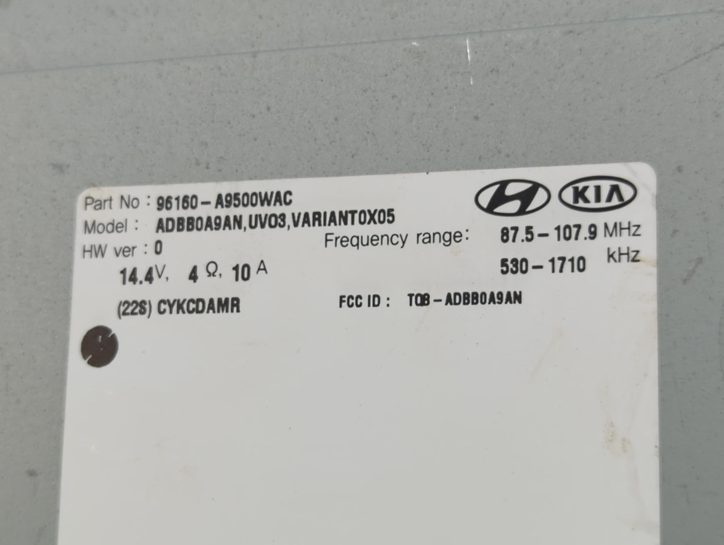 2017-2018 Kia Sedona Radio AM FM Cd Player Receiver Replacement P/N:96160-A9500WAC TQ8-ADBB0A9AN Fits Fits 2017 2018 OEM Use