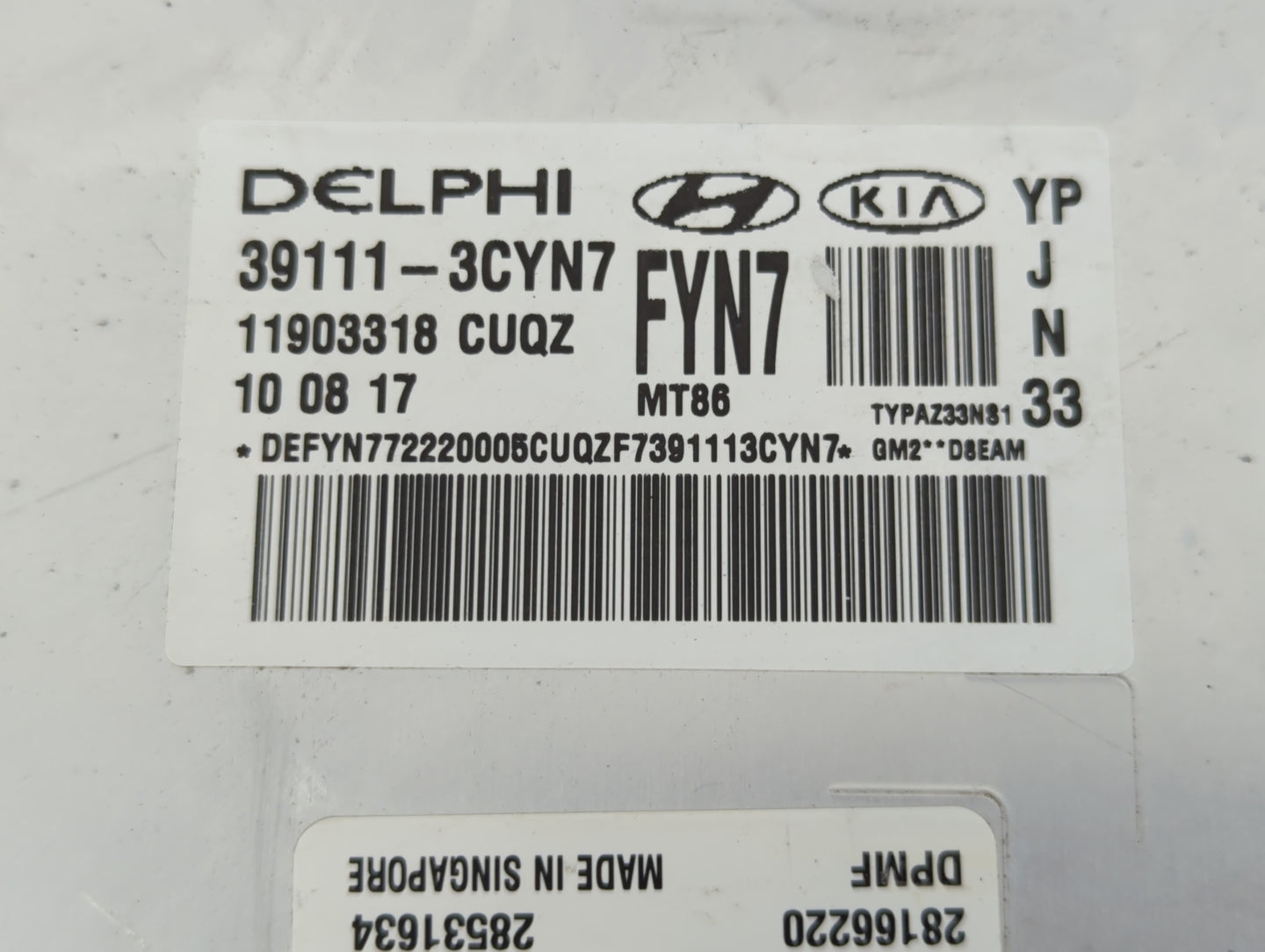 2018 Kia Sedona PCM Engine Control Computer ECU ECM PCU OEM P/N:39111-3CYN7 Fits OEM Used Auto Parts - Oemusedautoparts1.com