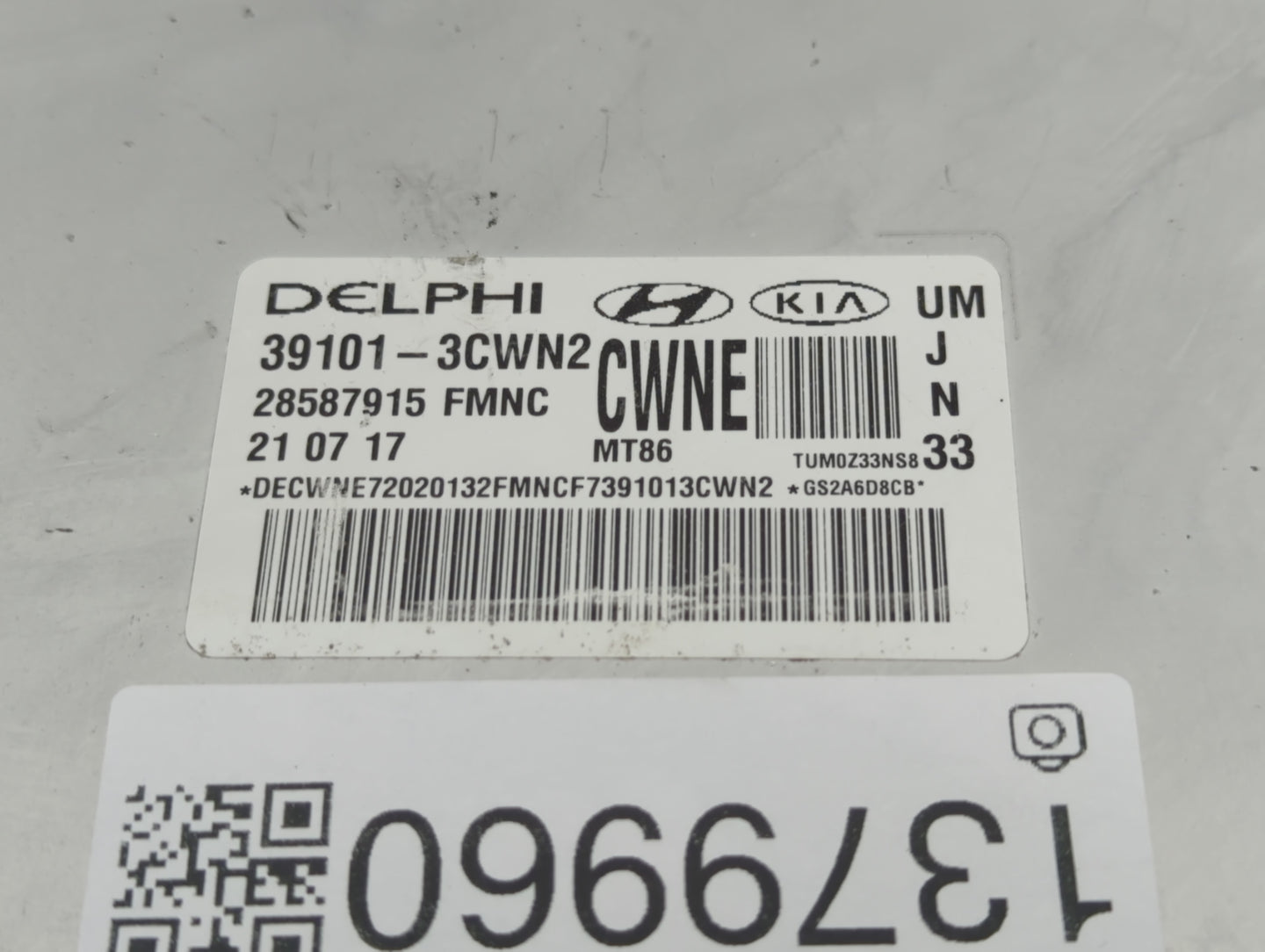 2016-2018 Kia Sorento PCM Engine Control Computer ECU ECM PCU OEM P/N:39101-3CWN2 Fits Fits 2016 2017 2018 OEM Used Auto Par