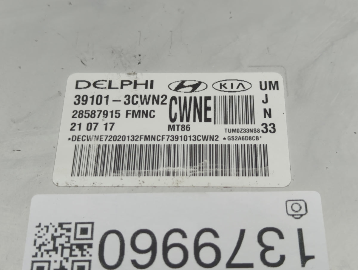 2016-2018 Kia Sorento PCM Engine Control Computer ECU ECM PCU OEM P/N:39101-3CWN2 Fits 2016 2017 2018 OEM Used Auto Parts - 