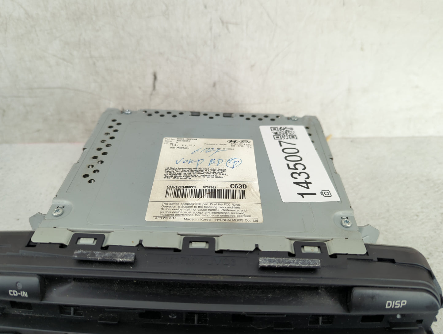 2016-2018 Kia Sorento Radio AM FM Cd Player Receiver Replacement P/N:96160-C6300WK AC140C6AN Fits Fits 2016 2017 2018 OEM Us