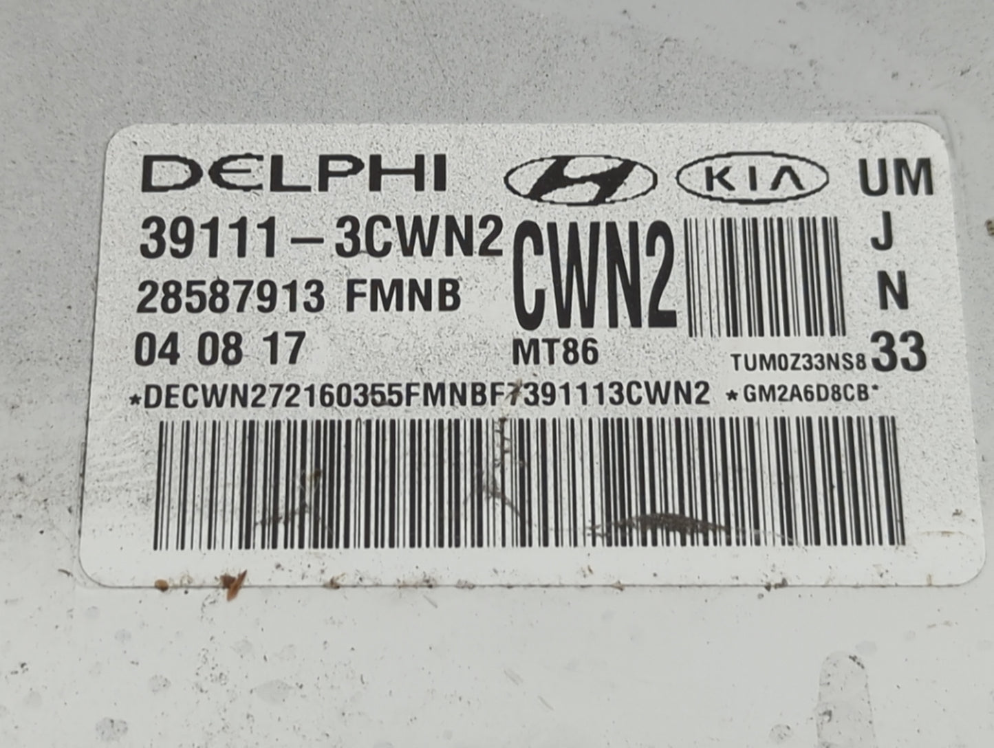 2016-2018 Kia Sorento PCM Engine Control Computer ECU ECM PCU OEM P/N:39111-3CWN2 28587913 Fits Fits 2016 2017 2018 OEM Used