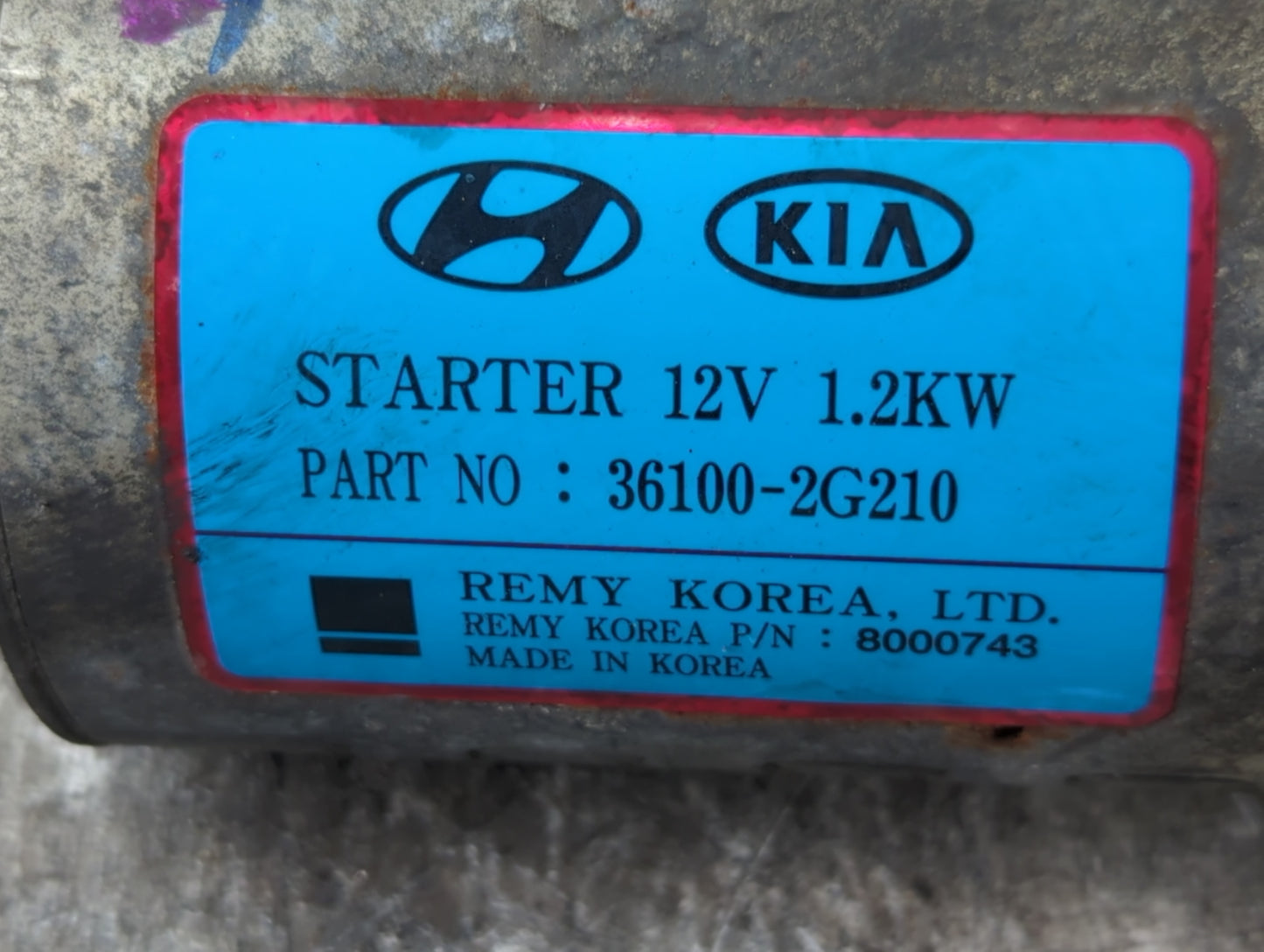 2016-2020 Kia Sorento Car Starter Motor Solenoid OEM P/N:36100-2G210 Fits Fits 2015 2016 2017 2018 2019 2020 OEM Used Auto P