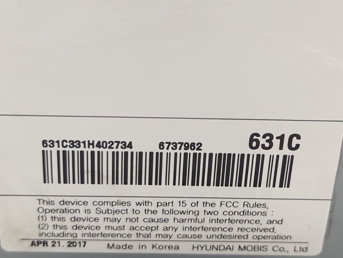 2018-2019 Kia Soul Radio AM FM Cd Player Receiver Replacement P/N:631C331H402734 6737962, 631C Fits Fits 2018 2019 OEM Used 