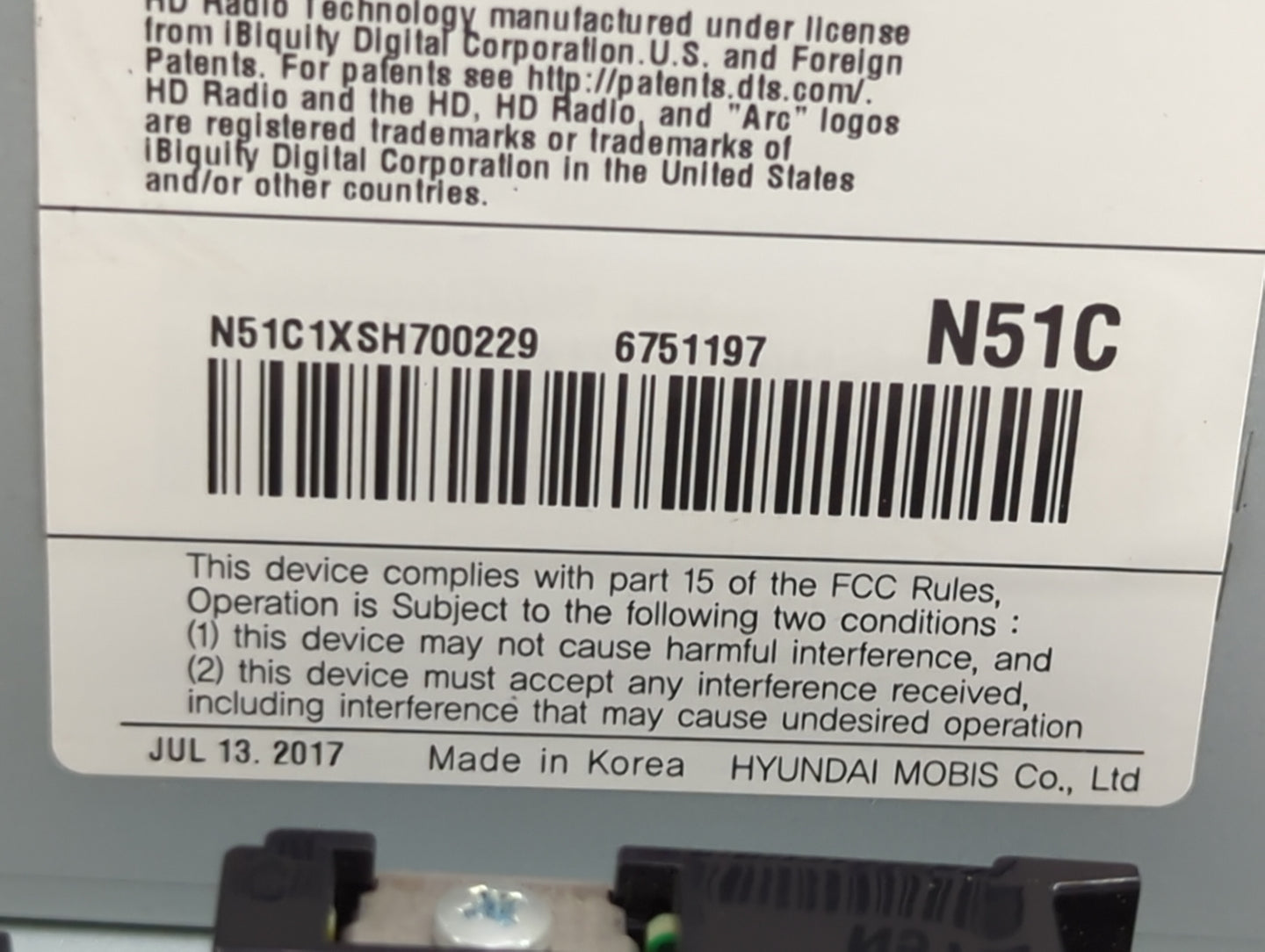 2018-2019 Kia Soul Radio AM FM Cd Player Receiver Replacement P/N:96560-B2511CA AVC4282AN Fits Fits 2018 2019 OEM Used Auto 