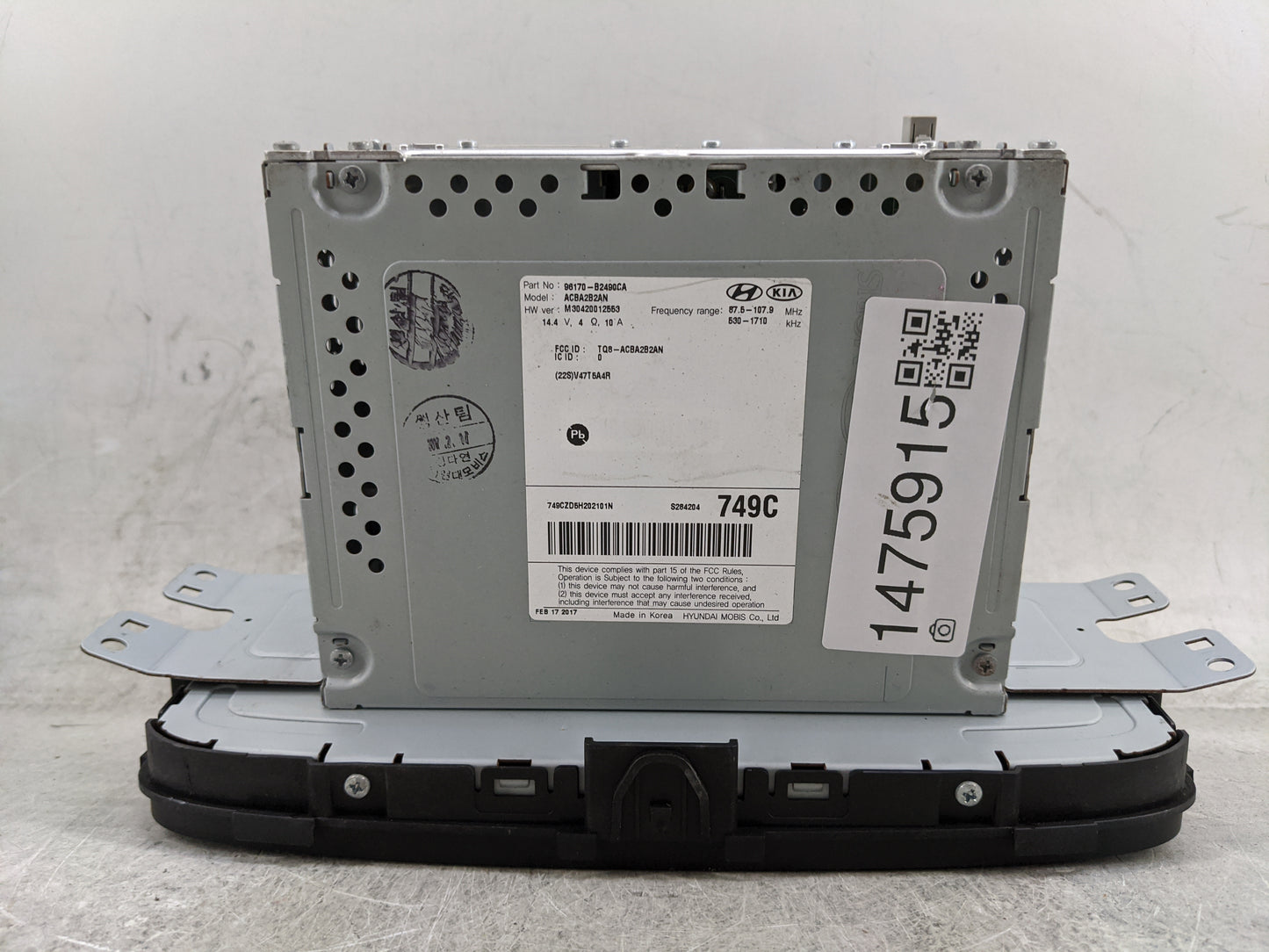 2017-2019 Kia Soul Radio AM FM Cd Player Receiver Replacement P/N:96170-B2490CA ACBA2B2AN, TQ8-ACBA2B2AN Fits Fits 2017 2018