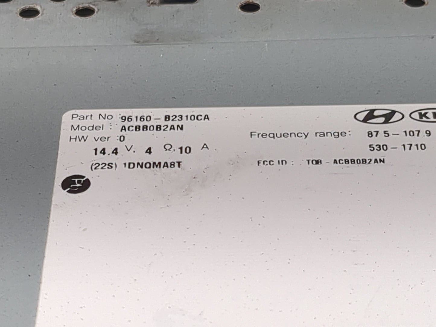 2017-2019 Kia Soul Radio AM FM Cd Player Receiver Replacement P/N:96160-B2310CA ACB0B2AN, TOB-ACB0B2AN Fits Fits 2017 2018 2