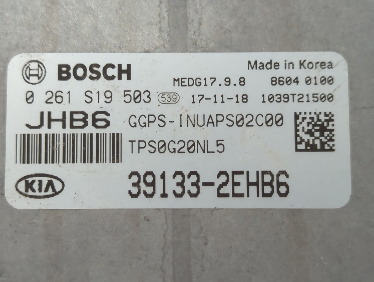 2017-2018 Kia Soul PCM Engine Control Computer ECU ECM PCU OEM P/N:39133-2EHB7 39133-2EHB6, 39132-2EHB2 Fits Fits 2017 2018 