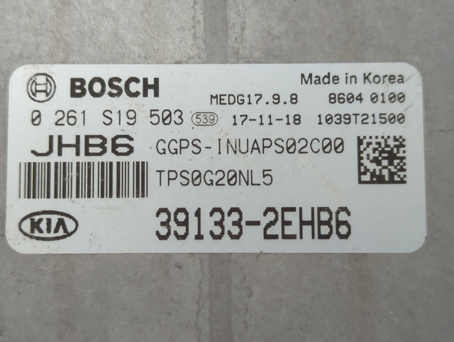 2017-2018 Kia Soul PCM Engine Control Computer ECU ECM PCU OEM P/N:39133-2EHB7 39133-2EHB6, 39132-2EHB2 Fits Fits 2017 2018 