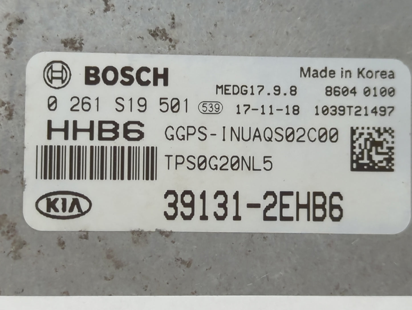 2018 Kia Soul PCM Engine Control Computer ECU ECM PCU OEM P/N:39131-2EHB6 Fits OEM Used Auto Parts - Oemusedautoparts1.com