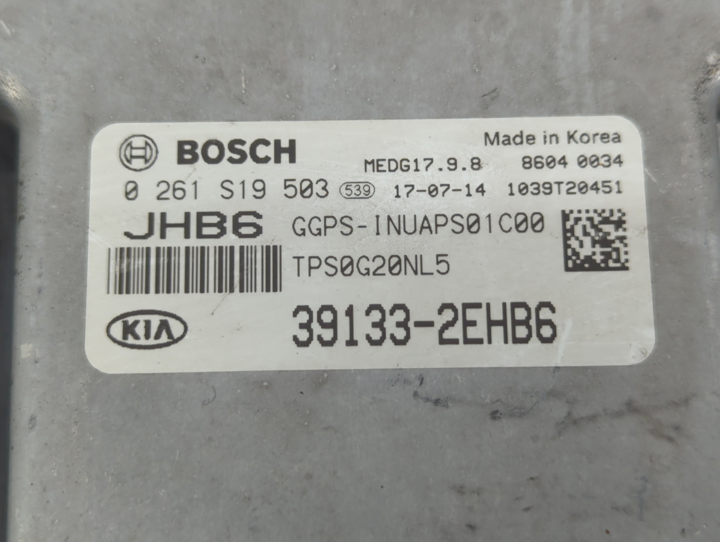 2018 Kia Soul PCM Engine Control Computer ECU ECM PCU OEM P/N:39133-2EHB6 39133-2EHB8 Fits OEM Used Auto Parts - Oemusedauto