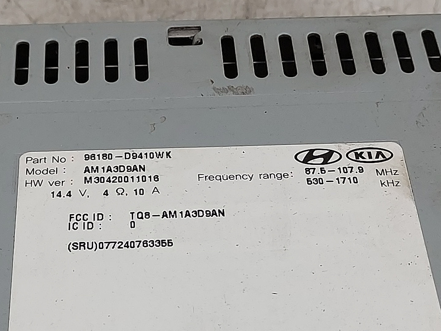 2017-2021 Kia Sportage Radio AM FM Cd Player Receiver Replacement P/N:96180-D9410WK AM1A3D9AN Fits Fits 2017 2018 2019 2020 