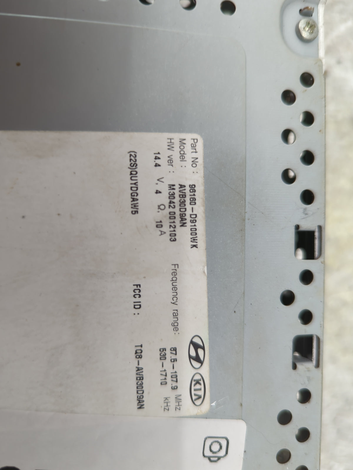 2018-2019 Kia Sportage Radio AM FM Cd Player Receiver Replacement P/N:96160-D9100WK AVB30D9AN, TQ8-AVB30D9AN Fits Fits 2018 