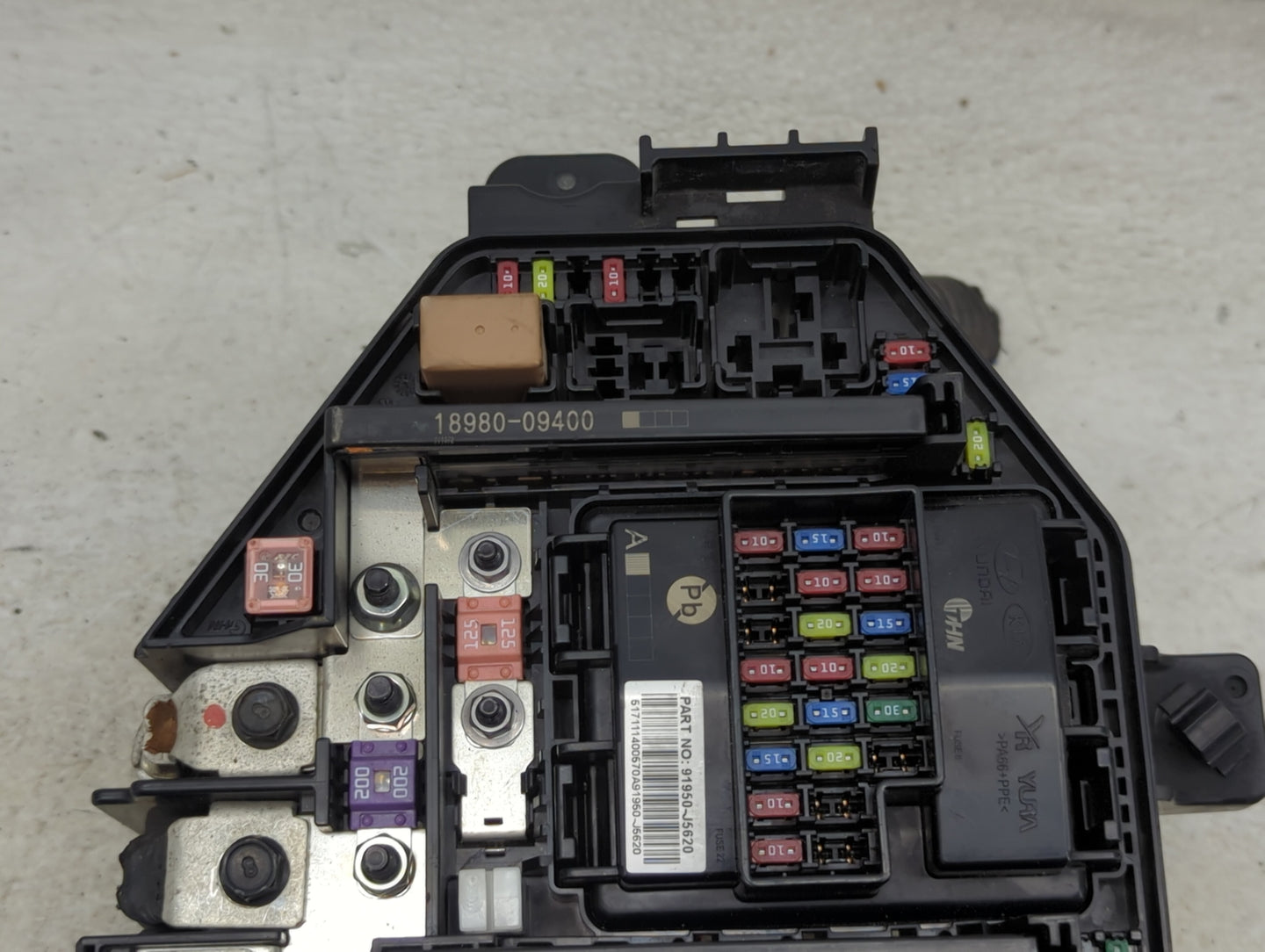 2018-2020 Kia Stinger Fusebox Fuse Box Panel Relay Module P/N:18980-09400 18980-09450, 91950-J5620 Fits Fits 2018 2019 2020 