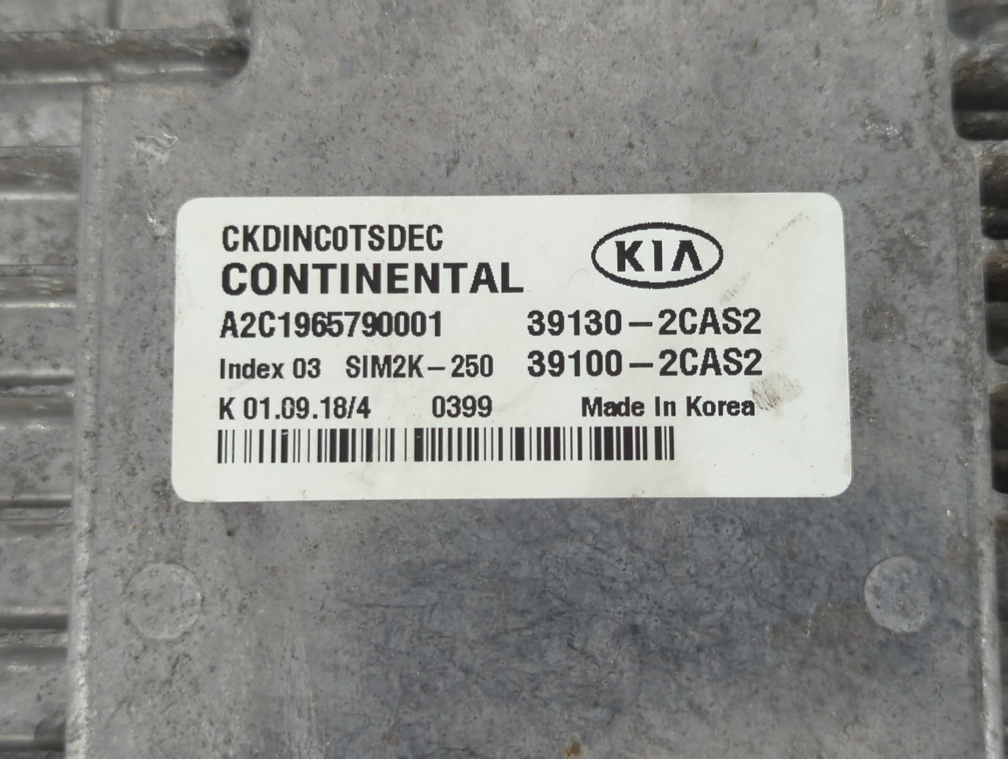 2018-2019 Kia Stinger PCM Engine Control Computer ECU ECM PCU OEM P/N:39130-2CAS2 39100-2CAS2 Fits Fits 2018 2019 OEM Used A