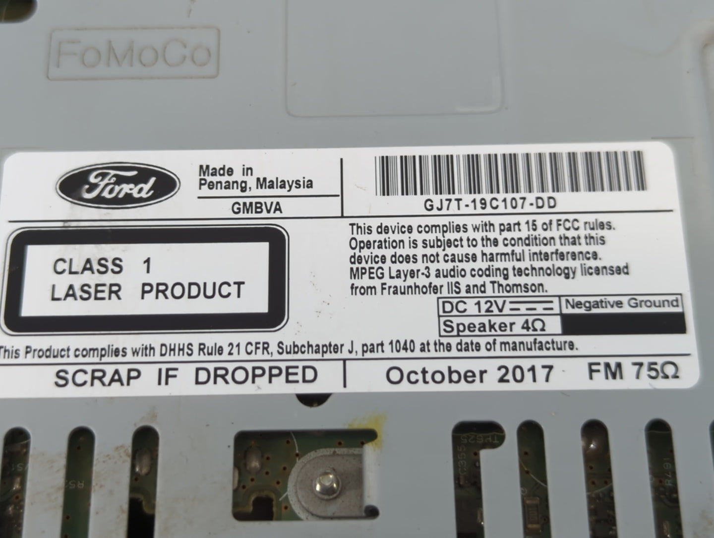 2017-2019 Lincoln Mkc Am Fm Cd Player Radio Receiver - Oemusedautoparts1.com