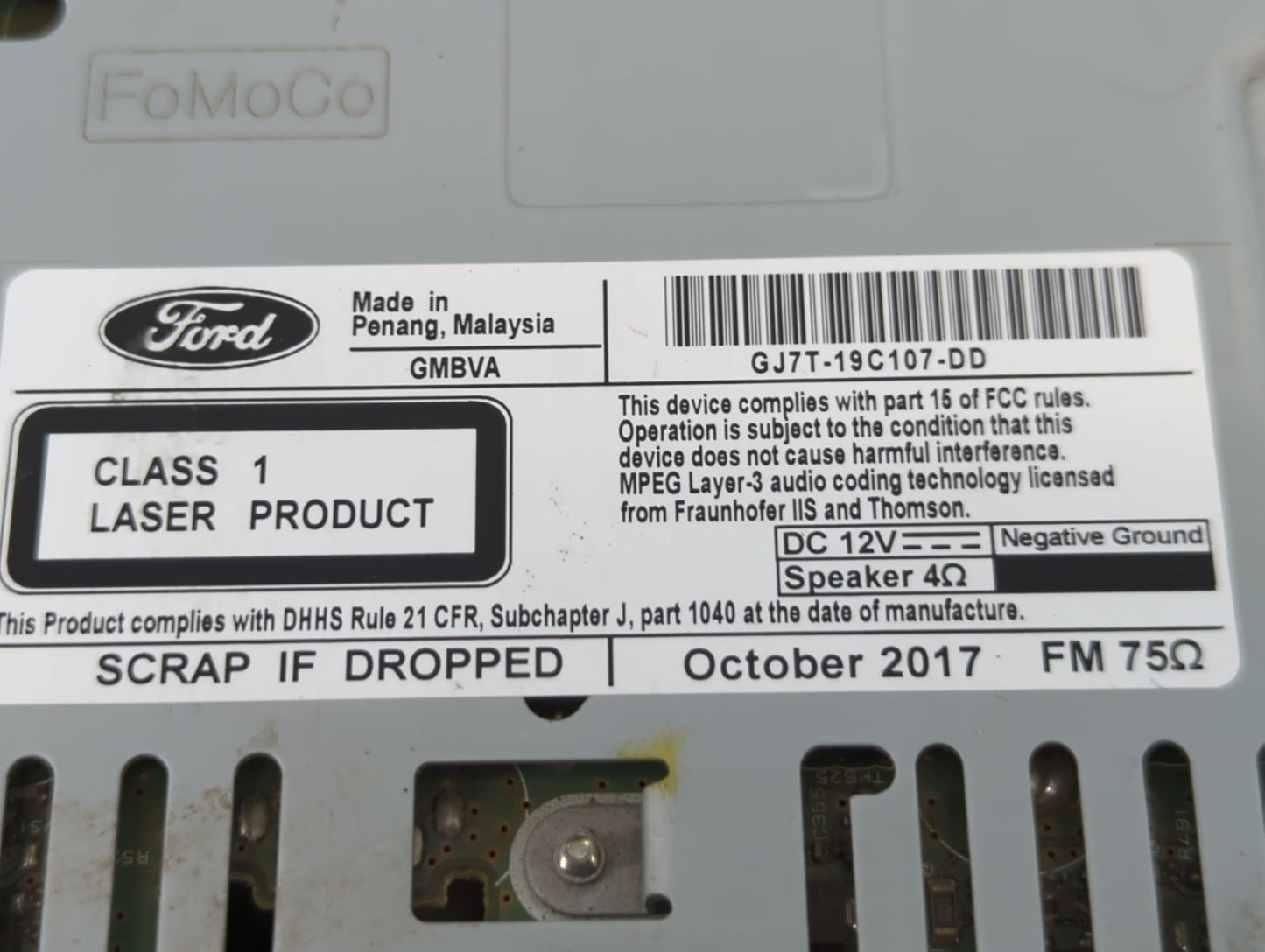 2017-2019 Lincoln Mkc Am Fm Cd Player Radio Receiver - Oemusedautoparts1.com