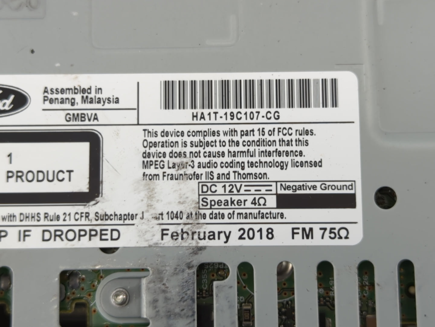 2017-2018 Lincoln Mkx Radio AM FM Cd Player Receiver Replacement P/N:HA1T-19C107-CG Fits Fits 2017 2018 OEM Used Auto Parts 