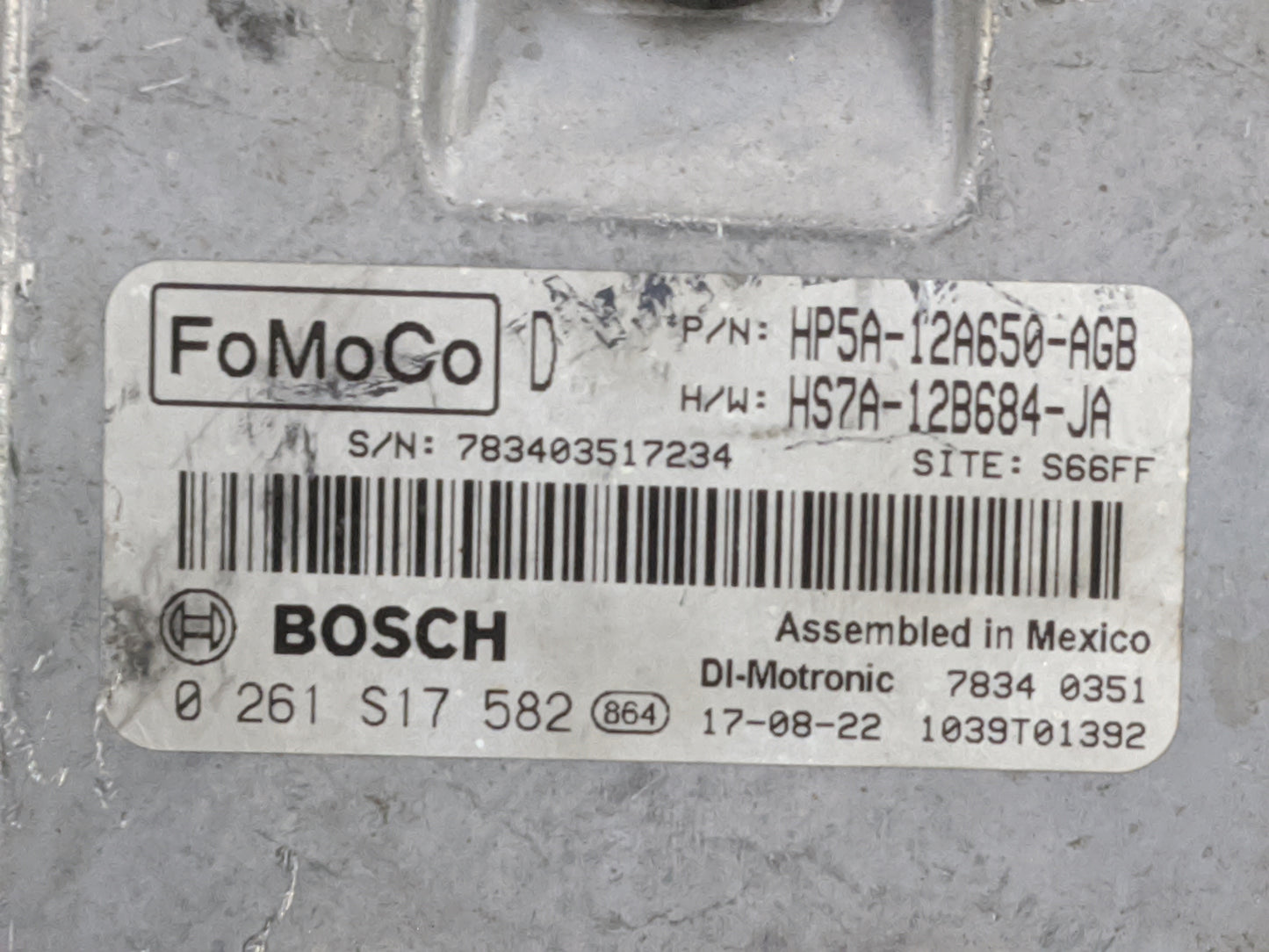 2017-2019 Lincoln Mkz PCM Engine Control Computer ECU ECM PCU OEM P/N:HP5A-12A650-AGB HS7A-12B684-JA Fits Fits 2017 2018 201