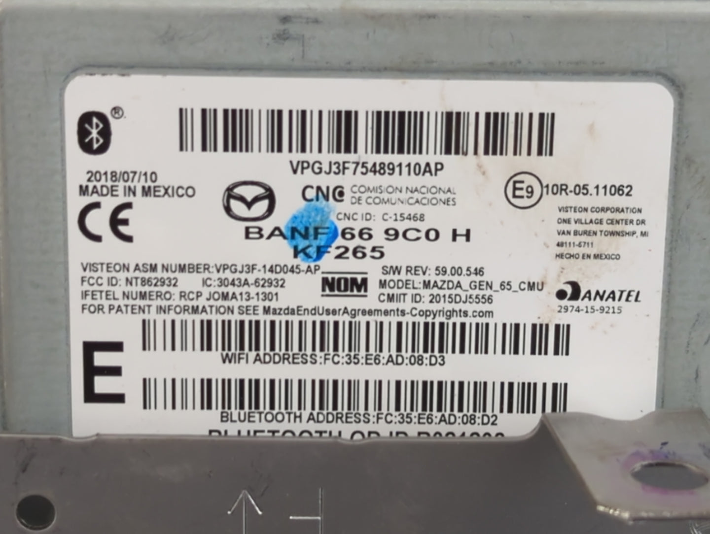 2018 Mazda 3 Radio AM FM Cd Player Receiver Replacement P/N:BANF 66 9C0 H Fits OEM Used Auto Parts - Oemusedautoparts1.com