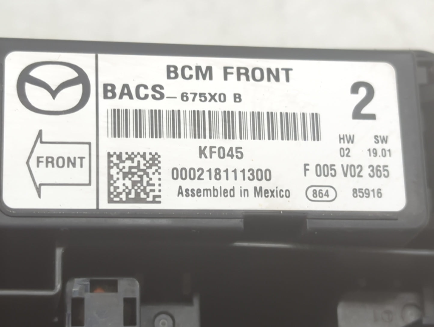 2014-2016 Mazda 3 Fusebox Fuse Box Panel Relay Module P/N:BACS-675X0 Fits Fits 2014 2015 2016 OEM Used Auto Parts - Oemuseda