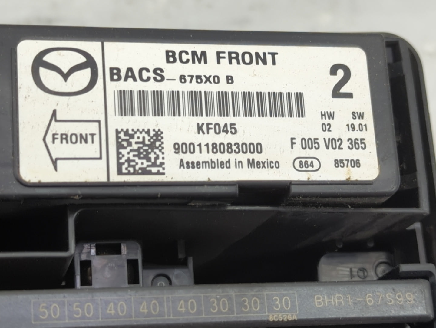 2014-2016 Mazda 3 Fusebox Fuse Box Panel Relay Module P/N:BHR1-67S99 BACS-675X0 Fits Fits 2014 2015 2016 OEM Used Auto Parts