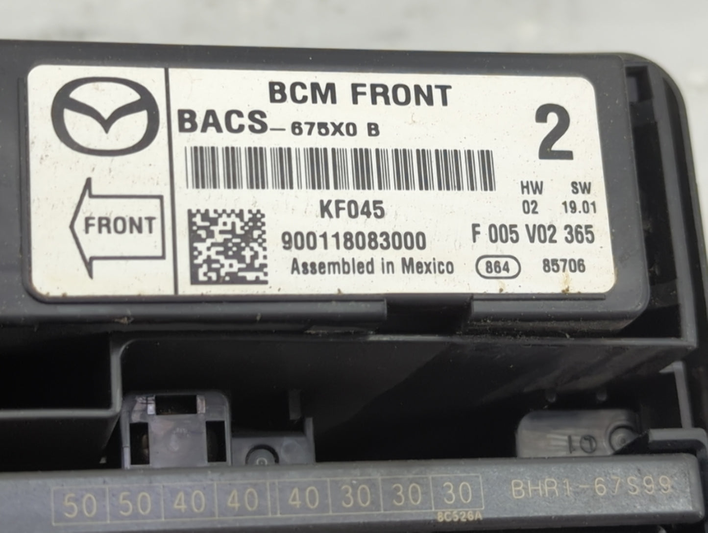 2014-2016 Mazda 3 Fusebox Fuse Box Panel Relay Module P/N:BHR1-67S99 BACS-675X0 Fits Fits 2014 2015 2016 OEM Used Auto Parts